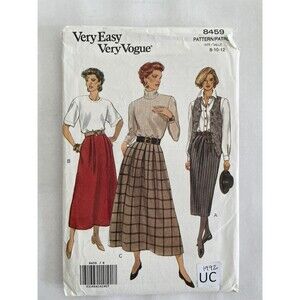 Vogue 8459 Misses A-line Skirt Straight Skirt Easy Sewing Pattern  Sz 8-12 UNCUT